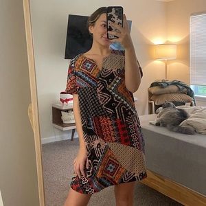 patchwork lightweight shift dress